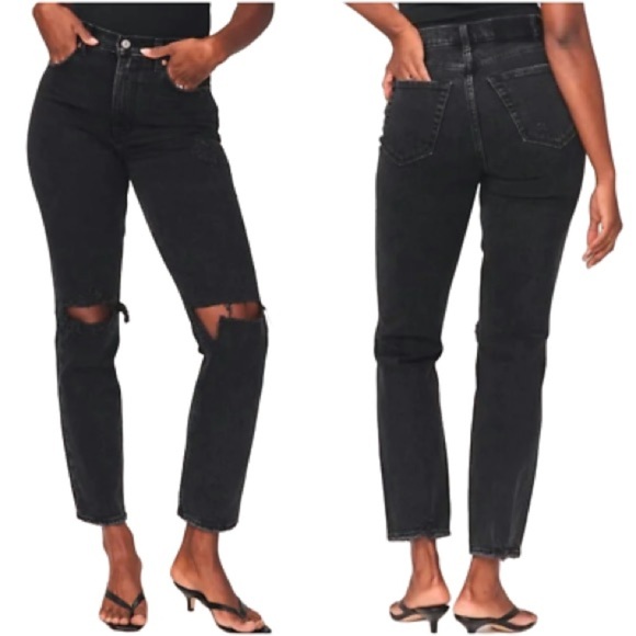 ABERCROMBIE AND FITCH THE 90s STRAIGHT ULTRA HIGH RISE BLACK JEANS SIZE 33/16 - Picture 4 of 7